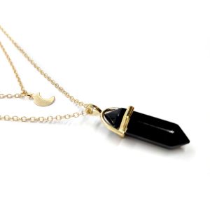2layer necklace moon and crystal stone - Image 2