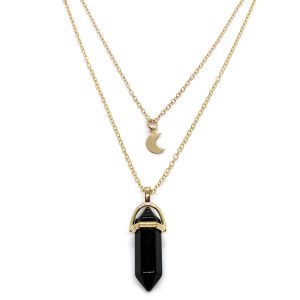 2layer necklace moon and crystal stone - Image 1