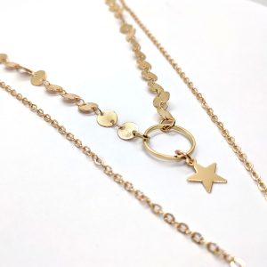 2 layer gold choker star and necklace - Image 2