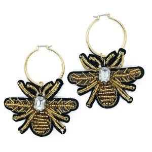 Gold Bee on hoops - Image 1