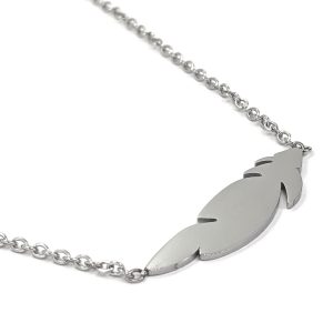 Stainless Steel silver feather necklace - Image 2