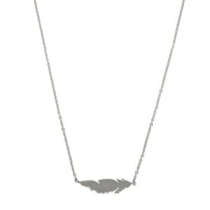 Stainless Steel silver feather necklace - Image 1