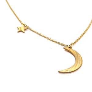 Stainless Steel gold moon necklace - Image 2