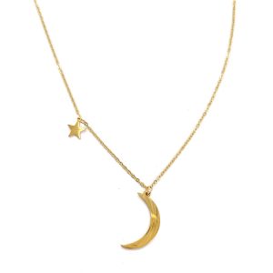 Stainless Steel gold moon necklace - Image 1