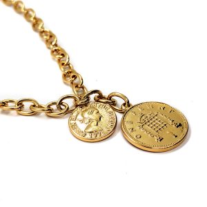 Chain Necklace with double coins - Image 2