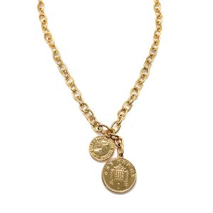 Chain Necklace with double coins - Image 1