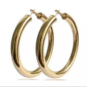 gold hoops earrings - Image 1