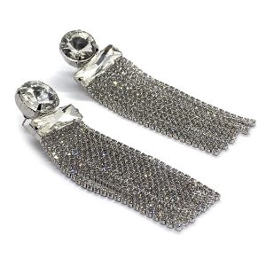 long shine rhinestone tassel earrings - Image 1