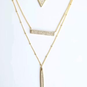 SS925 3 layer necklace filed with Zircons - Image 1