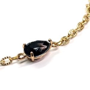 Gold chain with black crystal stone - Image 2