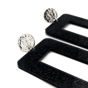 Black Acrylic glitzy earrings - Image 2