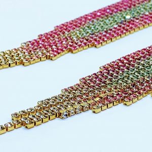 Sexy pink crystal tassel earrings - Image 2