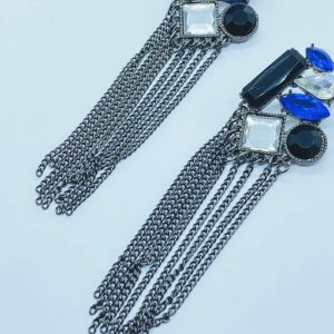 vintage crystal blue earrings - Image 1
